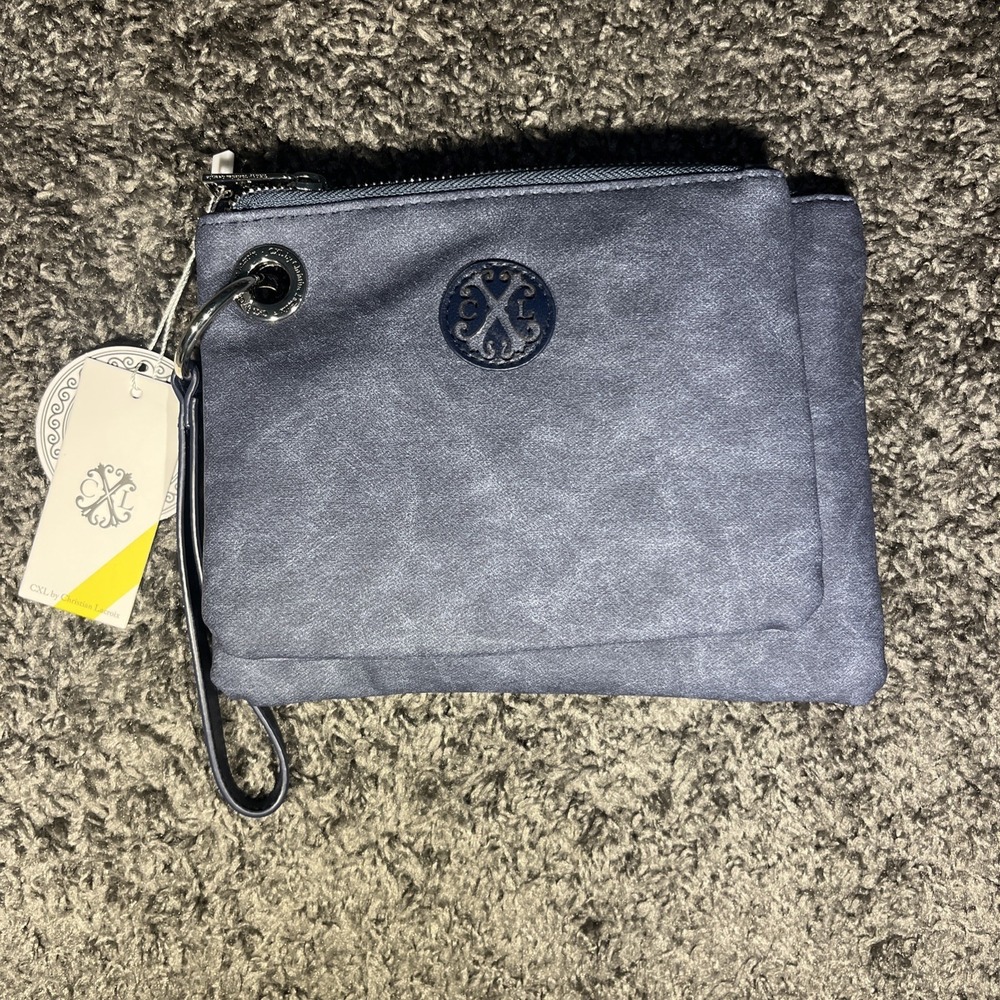 CXL By Christian Lacroix Wristlet Bag Womens Indigo Denim Double Slim‎ Pouch